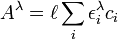 A^{\lambda}=\ell \sum_i {\epsilon^{\lambda}_i c_i}