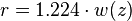 r = 1.224\cdot w(z) \, 