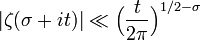 |\zeta(\sigma+it)| \ll \Big(\frac{t}{2\pi}\Big)^{1/2-\sigma}