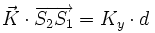 \vec{K} \cdot \overrightarrow{S_2 S_1} = K_y \cdot d