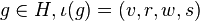 g \in H, \iota(g) = (v,r,w,s)