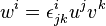 w^i = \epsilon^i_{jk} u^j v^k  \,