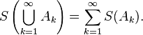 S\left(\bigcup_{k=1}^\infty A_k\right) = \sum_{k=1}^\infty S(A_k).