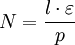 N = \frac{l \cdot \varepsilon}{p}
