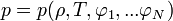 p = p(\rho, T, \varphi_1, ... \varphi_N)