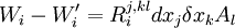 W_i - W'_i = R_i^{j,kl} dx_j \delta x_k A_l