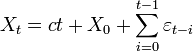 X_t=ct+X_0+\sum_{i=0}^{t-1}\varepsilon_{t-i}