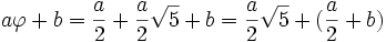 a\varphi + b = \frac{a}{2} + \frac{a}{2}\sqrt 5 + b = \frac{a}{2}\sqrt 5 + (\frac{a}{2}+ b)