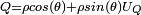 \scriptstyle Q = \rho cos(\theta) + \rho sin(\theta)U_Q