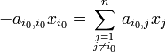 -a_{i_0,i_0}x_{i_0}=\sum_{j=1 \atop j\neq i_0}^n a_{i_0,j}x_j