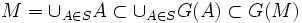M = \cup_{A \in S} A \subset \cup_{A \in S} G(A) \subset G(M)