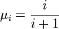 \mu_i =  {i  \over i+1}