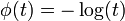 \mathcal{} \phi(t) = -\log(t)  