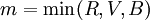 m=\min(R, V, B)\,