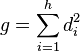 g=\sum_{i=1}^h d_i^2