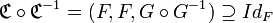  \mathfrak{C} \circ \mathfrak{C}^{-1} = ( F , F , G \circ G^{-1} ) \supseteq Id_F 