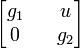 \begin{bmatrix} g_1 && u\\ 0 && g_2 \end{bmatrix}