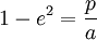 1-e^2= \frac{p}{a}