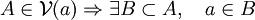 A \in \mathcal V(a)\Rightarrow\exist B \subset A,\quad a\in B