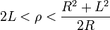 {2L} < \rho < {R^2+L^2 \over 2R}