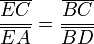 \frac{\overline{EC}}{\overline{EA}}= \frac{\overline{BC}}{\overline{BD}}