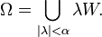 \Omega = \bigcup_{|\lambda | < \alpha} \lambda W.