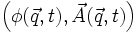  \left(\phi(\vec{q},t), \vec{A}(\vec{q},t)\right)