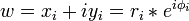 \textstyle w = x_i +i y_i = r_i * e^{i\phi_i}