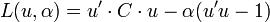  L(u,\alpha) = u' \cdot C \cdot u - \alpha (u' u -1) 