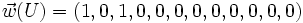 \vec{w}(U)=(1,0,1,0,0,0,0,0,0,0,0,0)