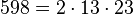 598 = 2 \cdot  13 \cdot  23
