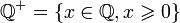 \mathbb Q ^{+} = \{ x \in \mathbb Q, x \geqslant 0 \}