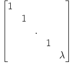 \begin{bmatrix} 1 &  &  & &   \\  & 1 &  &  &  \\  &  & . &  &  \\  &  &  & 1 &   \\  &  &  &  & \lambda  \end{bmatrix}