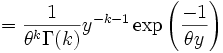  = \frac{1}{\theta^k \Gamma(k)} y^{-k-1} \exp  \left(   \frac{-1}{\theta y}  \right) 