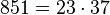 851=23 \cdot  37