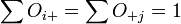 \sum O_{i+} = \sum O_{+j} =1 