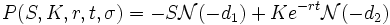 P(S,K,r,t,\sigma) = -S \mathcal{N}(-d_1) + K e^{-rt}\mathcal{N}(-d_2)