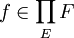 f\in\prod_E F