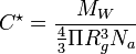  C^\star = \frac {M_W}{\frac {4}{3} \Pi R_g^3 N_a}