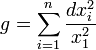 g=\sum_{i=1}^n \frac{dx_i^2}{x_1^2}
