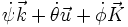 \dot{\psi} \vec{k} + \dot{\theta} \vec{u} + \dot{\phi} \vec{K} 