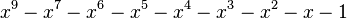 x^9-x^7-x^6-x^5-x^4-x^3-x^2-x-1\,