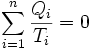 \sum_{i=1}^{n} \frac{Q_{i}}{T_{i}} = 0
