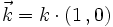 \vec{k} = k \cdot (1\,,0)