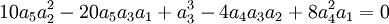  10a_5a_2^2-20a_5a_3a_1+a_3^3-4a_4a_3a_2+8a_4^2a_1=0 ~