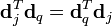 \textbf{d}_j^T \textbf{d}_q = \textbf{d}_q^T \textbf{d}_j