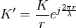 K'=\frac{K}{r}e^{j\frac{2\pi r}{\lambda}}