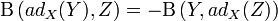 \Beta \left( ad_X(Y),Z \right) = - \Beta \left( Y , ad_X(Z) \right)