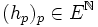 (h_p)_{p} \in E^{\mathbb N}