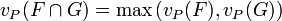 v_P(F\cap G) = \max\big( v_P(F), v_P(G)\big)
